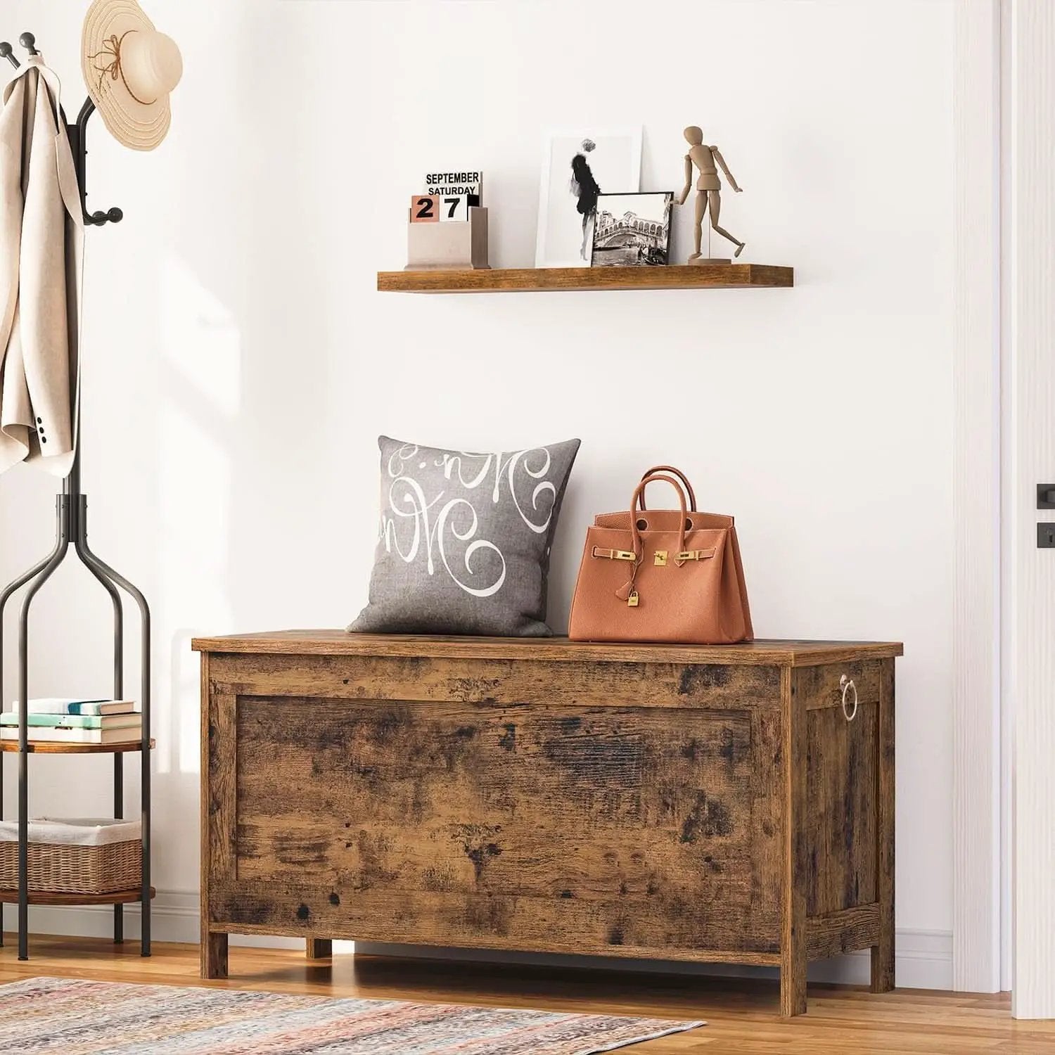 Rustic Brown SolidWood Toy Box Storage LargeCapacity from PriceLows™