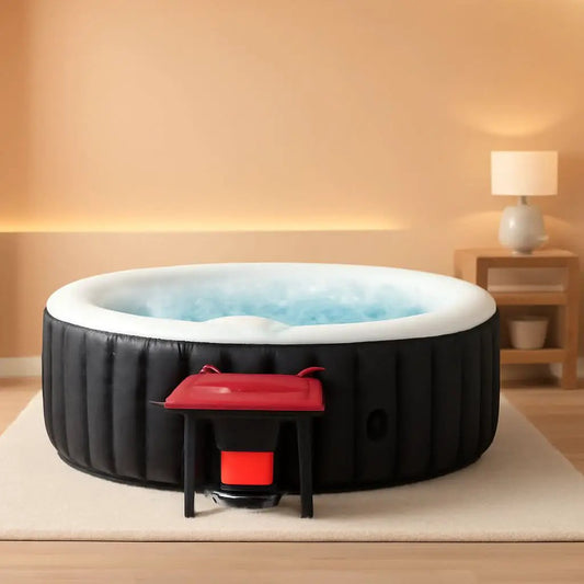 Black And White Inflatable Hot Tub 145 Gallon Jetted from PriceLows™