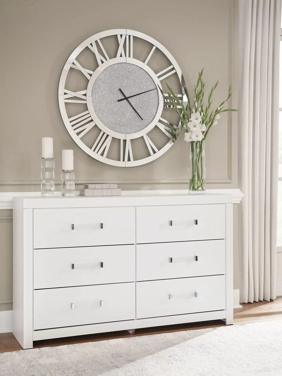Maeling Six Drawer Dresser | 4 Pieces | Acrylic | Bedroom