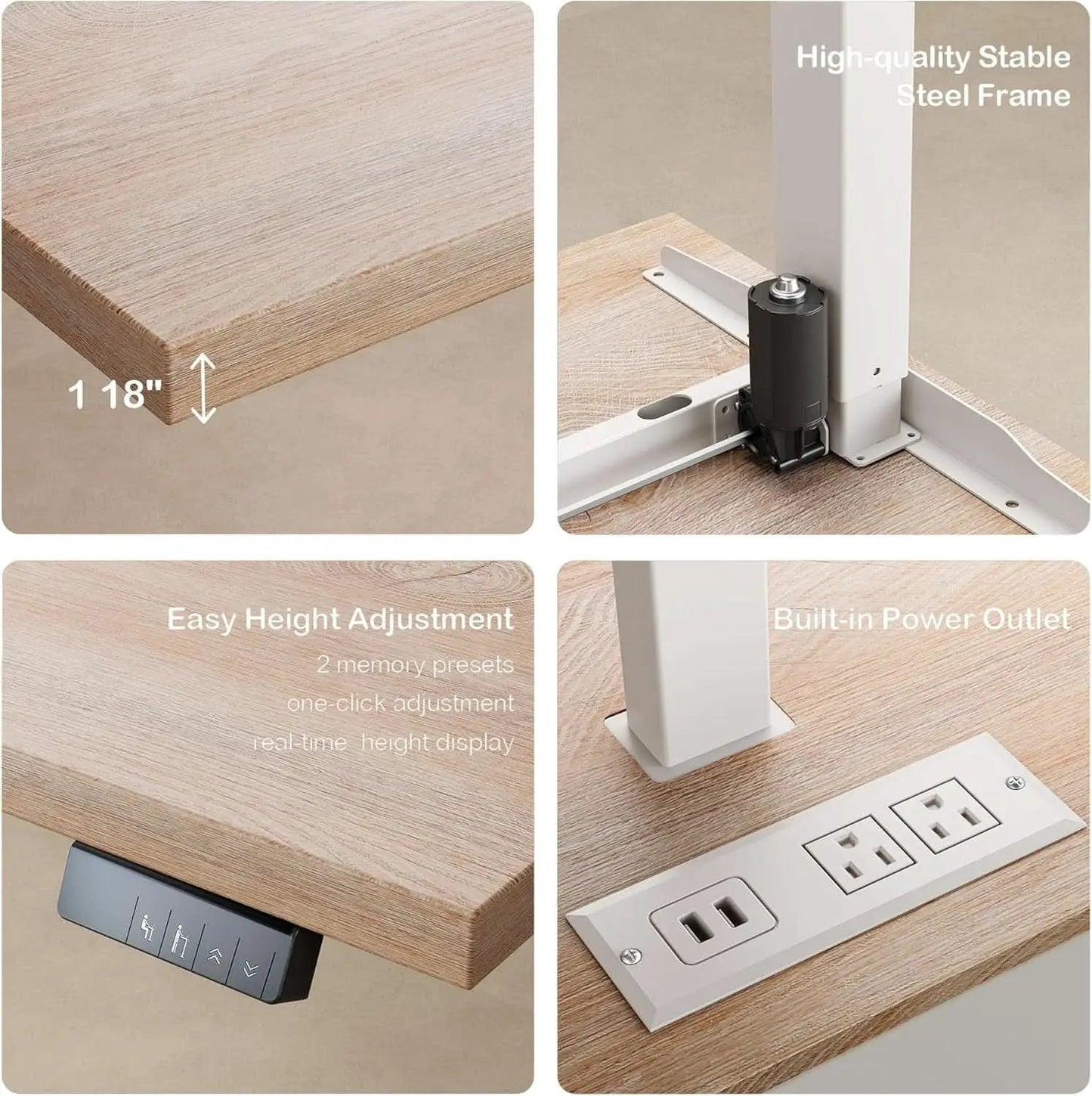 71 Inch L Shaped Standing Desk With USB Walnut Finish from PriceLows™