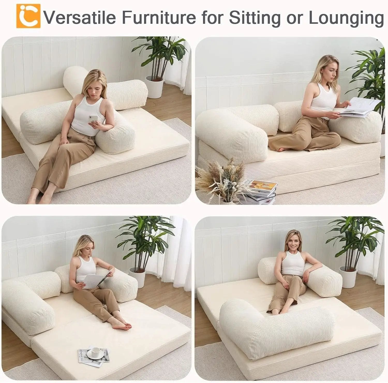Queen Foldable Sleeper Sofa Bed LivingSpace SpaceSaver from PriceLows™