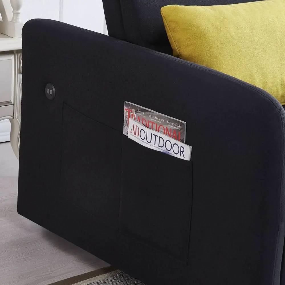 Black Convertible Loveseat With Pull Out Bed For Small Spaces from PriceLows™