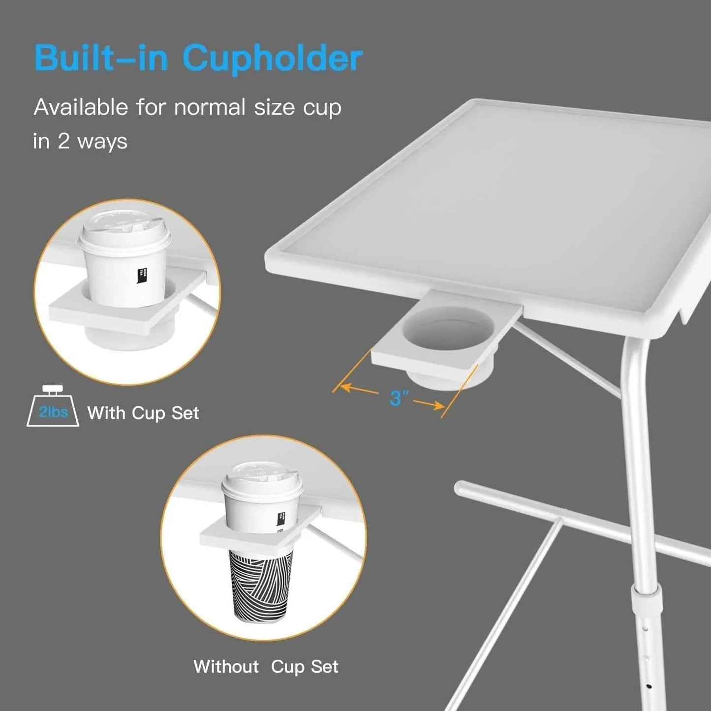 White Adjustable TV Tray Table With Height And Tilt from PriceLows™