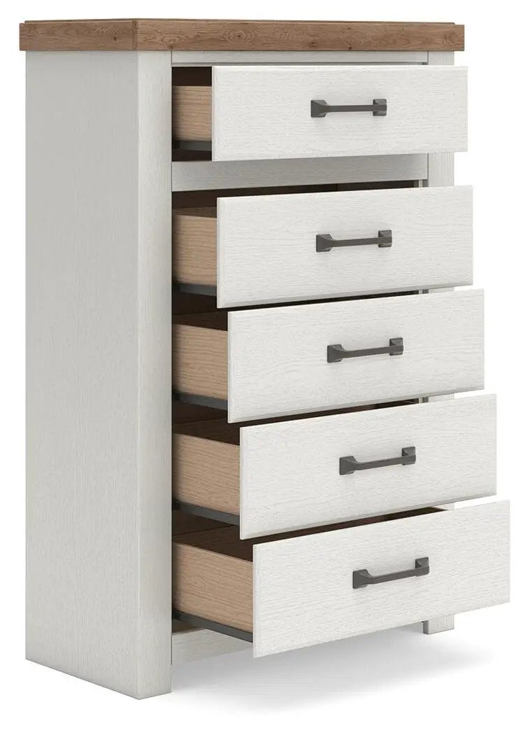 Five Drawer Chest | Farmhouse Style | White Oak Finish