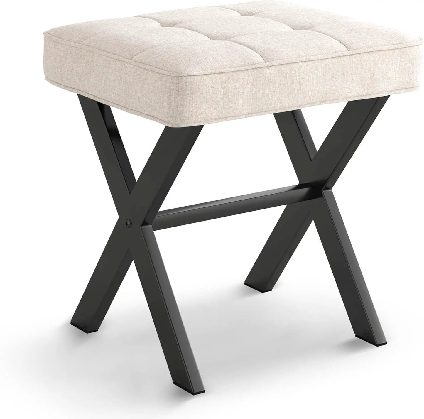 Linen Vanity Ottoman Foot Stool 16.9x12.9x18 Inches from PriceLows™