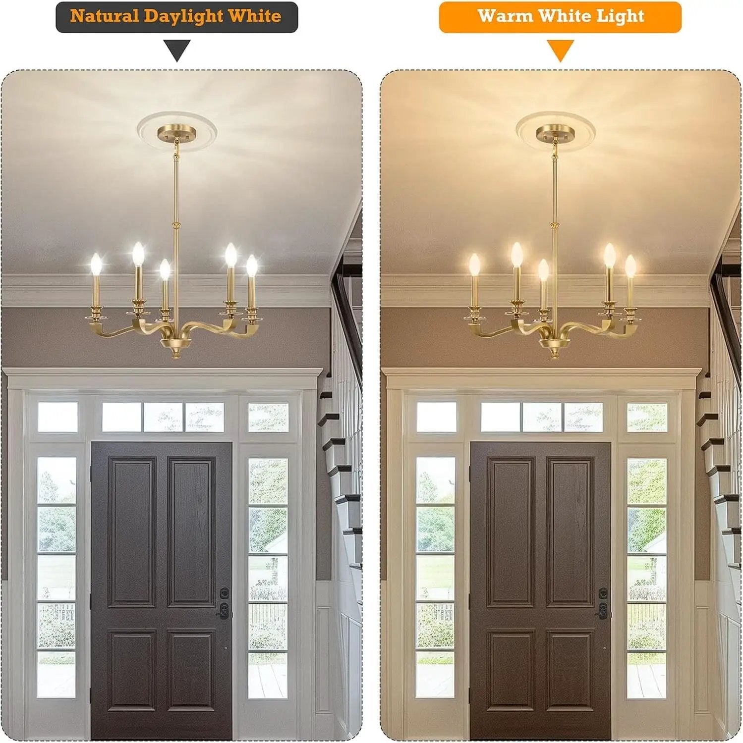 Gold 5 Light Chandelier 25.5 Inch Farmhouse Brass Dining from PriceLows™