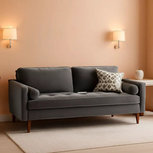 Valour Performance Velvet Sofa Gray Mid Century Modern from PriceLows™