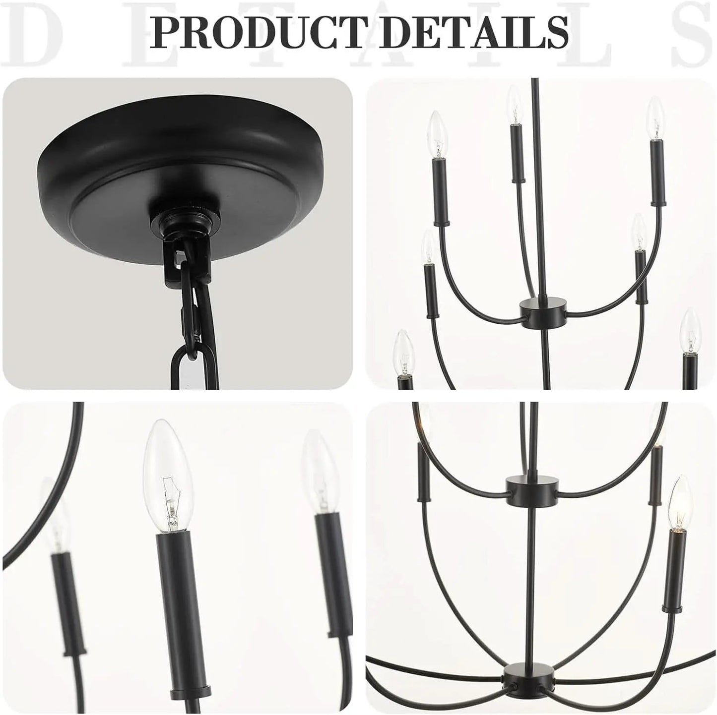 Nine Light Black Chandelier For Entryway Modern Farmhouse from PriceLows™