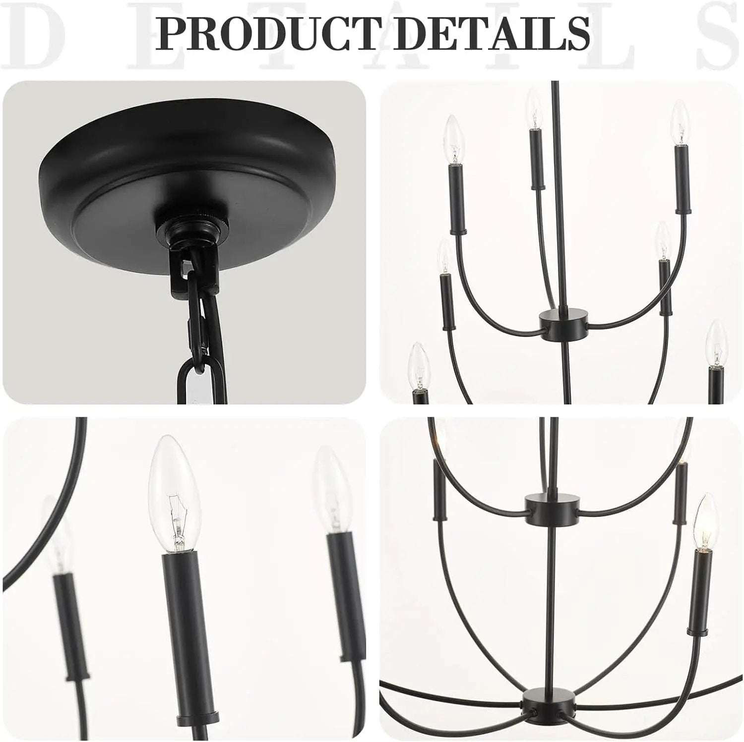 Nine Light Black Chandelier For Entryway Modern Farmhouse from PriceLows™