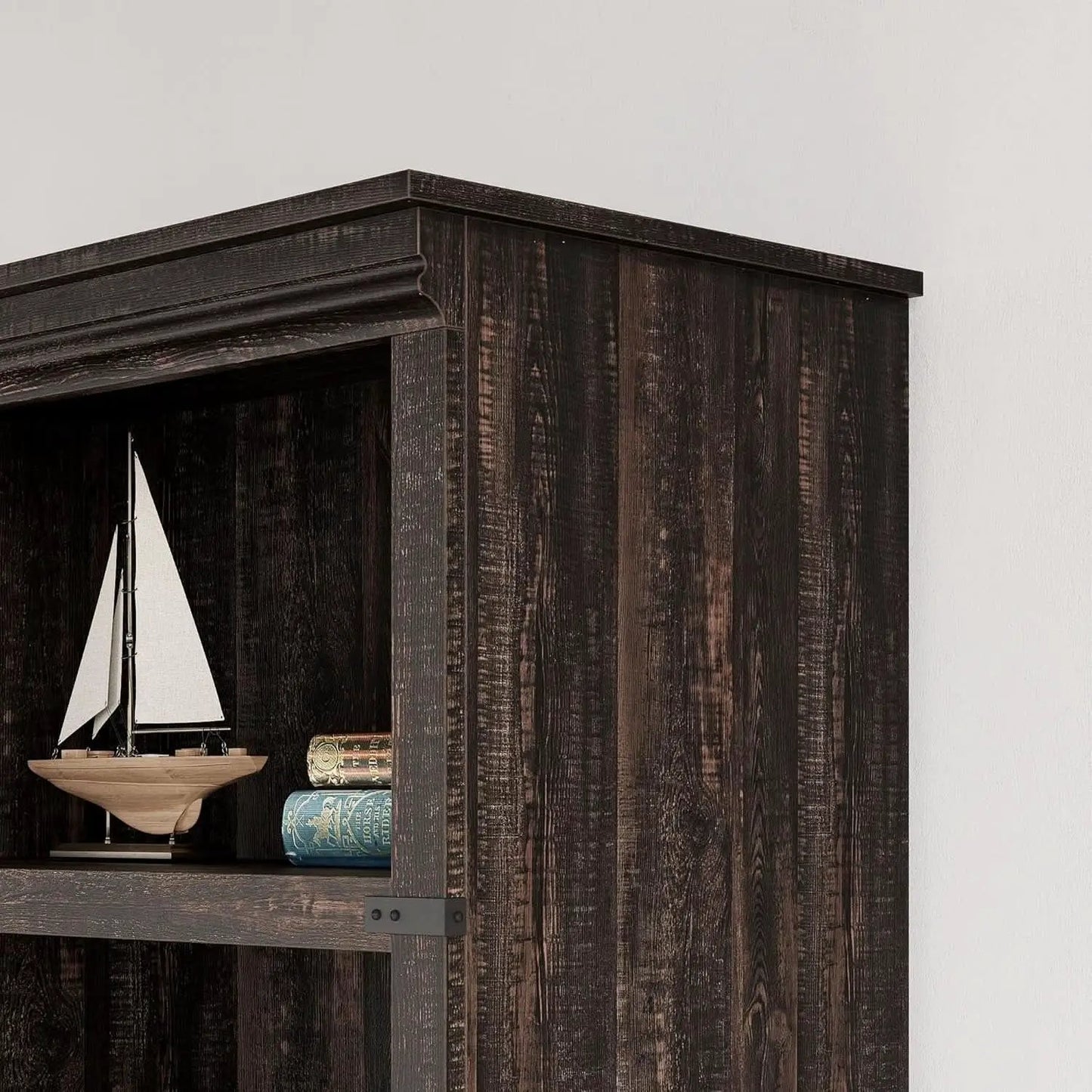 Farmhouse Cherry Bookcase 71 Inch Tall Sturdy Open Shelving from PriceLows™