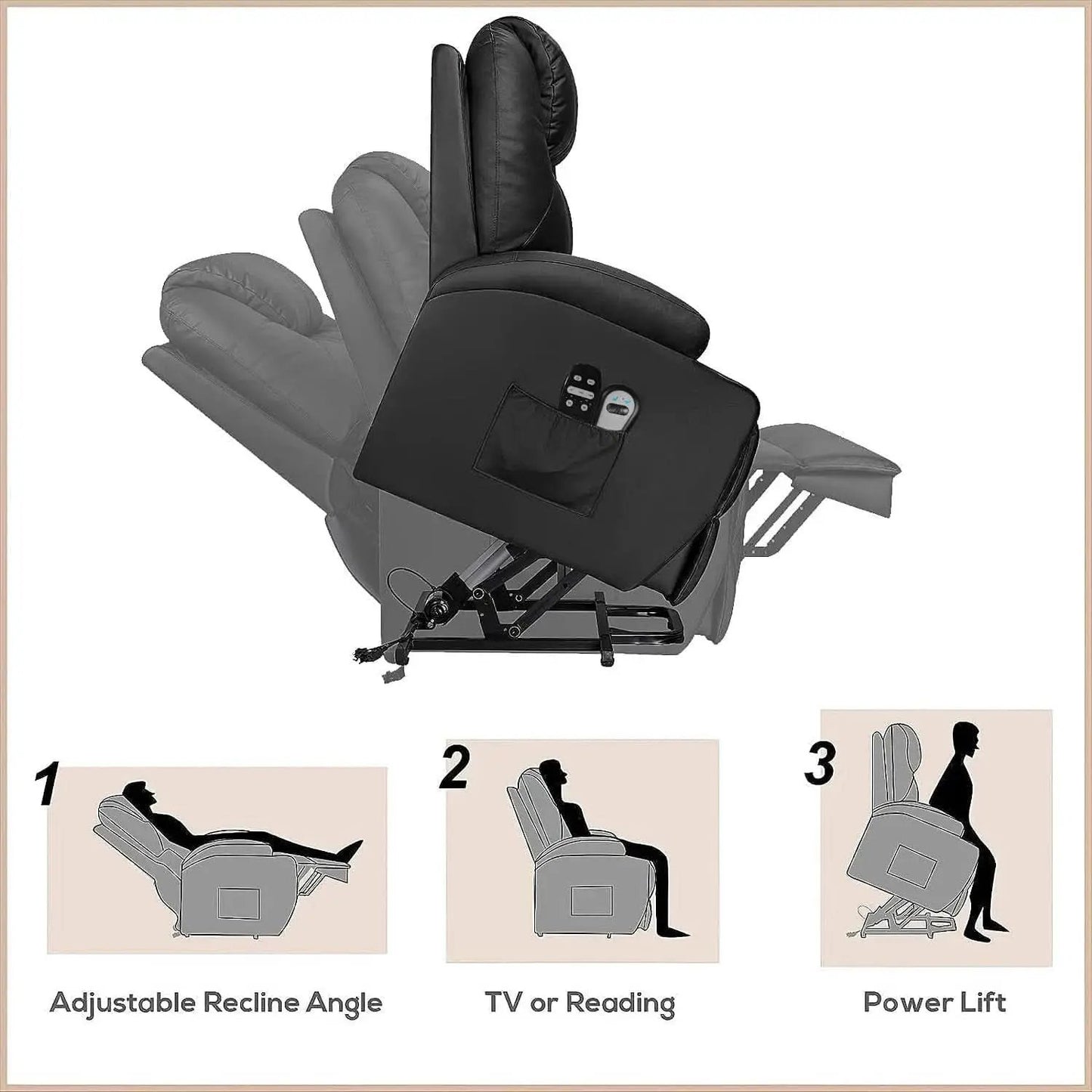 Power Lift Recliner Chair Leather With Massage For Elderly from PriceLows™