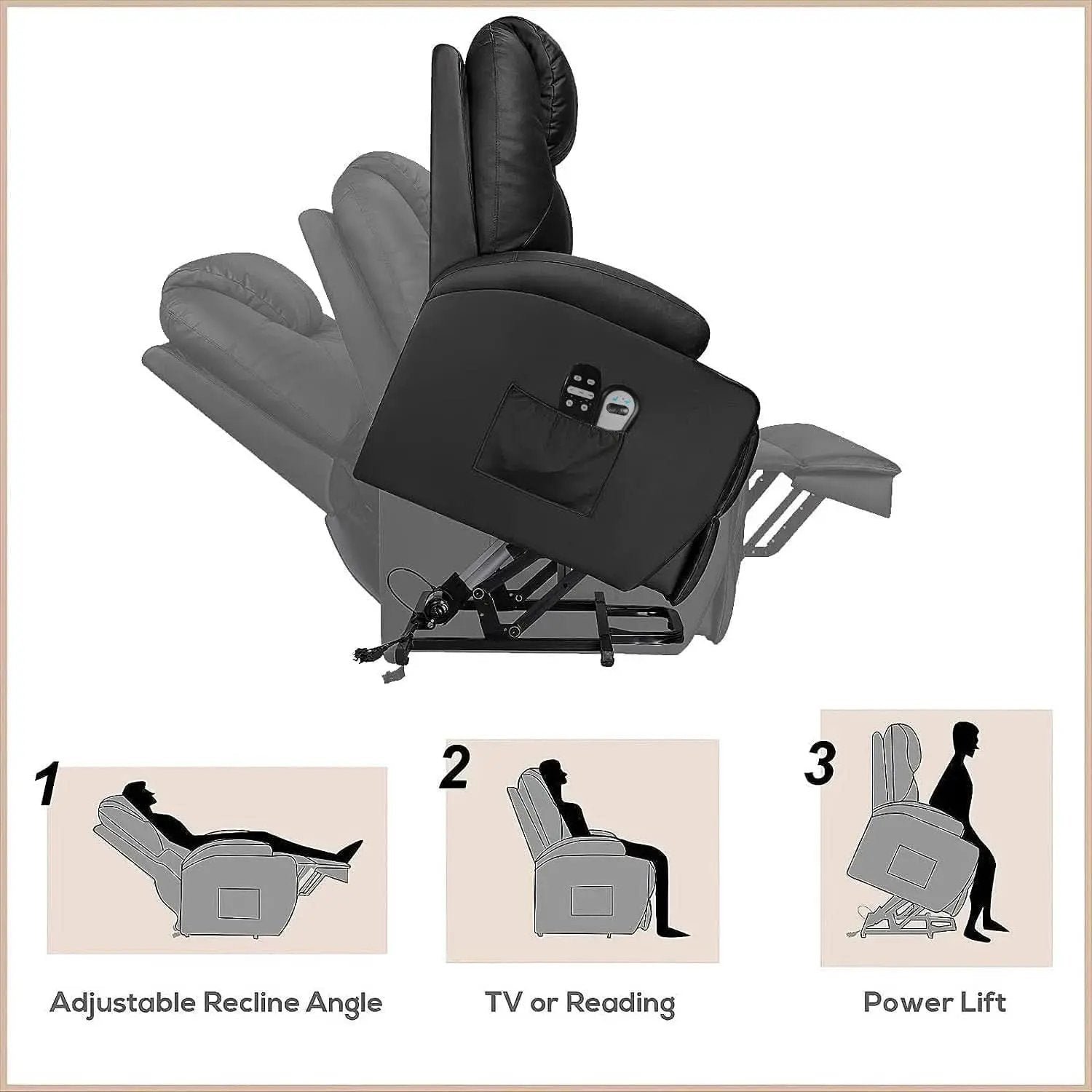 Power Lift Recliner Chair Leather With Massage For Elderly from PriceLows™