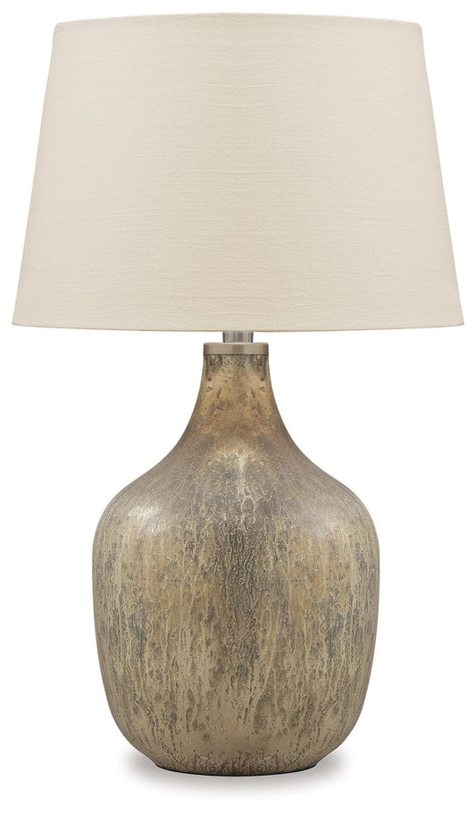Mari Glass Table Lamp | 16.63 x 16.63 x 27.75 in | Glass | Gray / Gold Finish