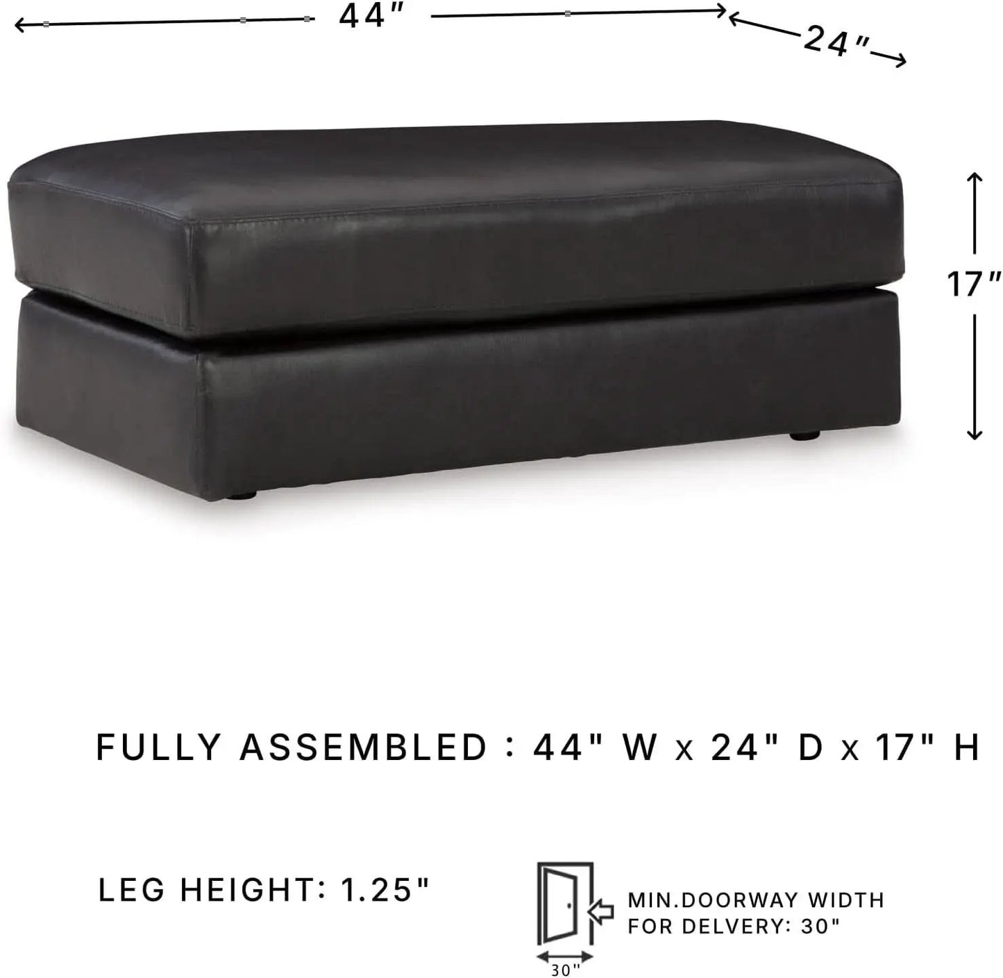 Contemporary Black Cushioned Rectangular Ottoman Finish from PriceLows™