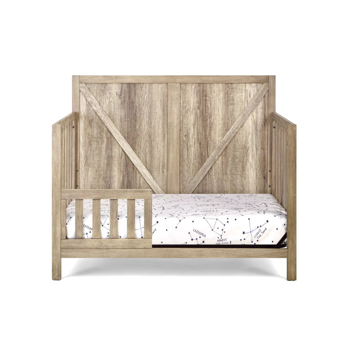 Barnside 4-In-1 Convertible Crib | Vintage Chestnut Finish | Toddler Bed And Full Bed | Adjustable Mattress Heights