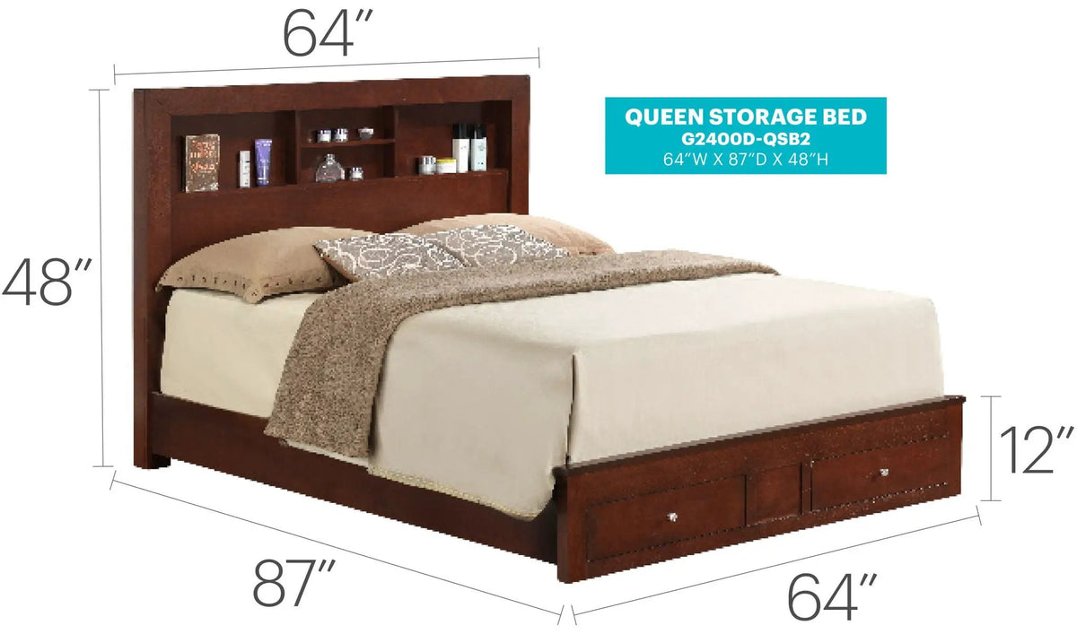 Modern Storage Bed | Ample Bedroom Storage | Wood And Manufactured Wood | 81 Inch Length