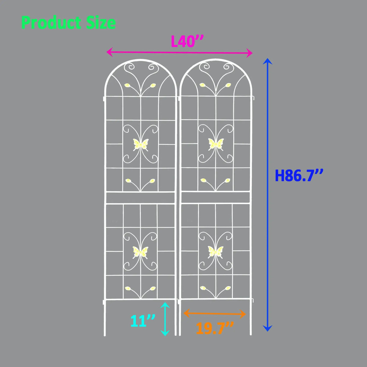 Garden Metal Trellis | Rustproof | Extendable 80 Inch Width | Galvanized Powder-Coated Pipe