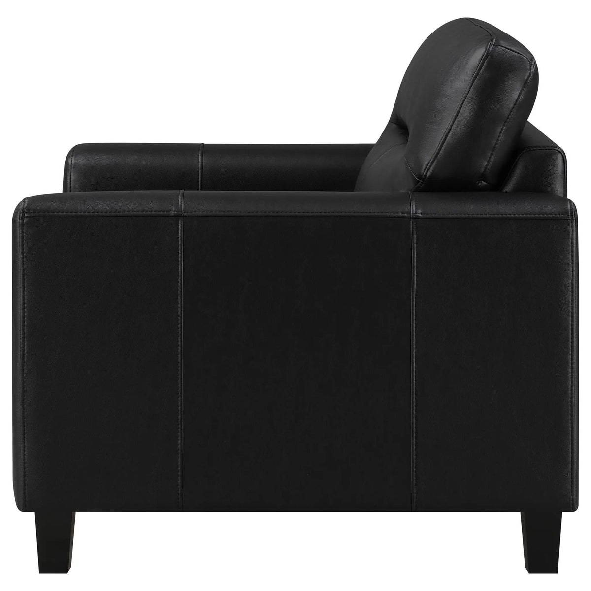 Scotland Faux Leather Upholstered Track Arm Chair | 35 x 35 x 34 in | Faux Leather | Black