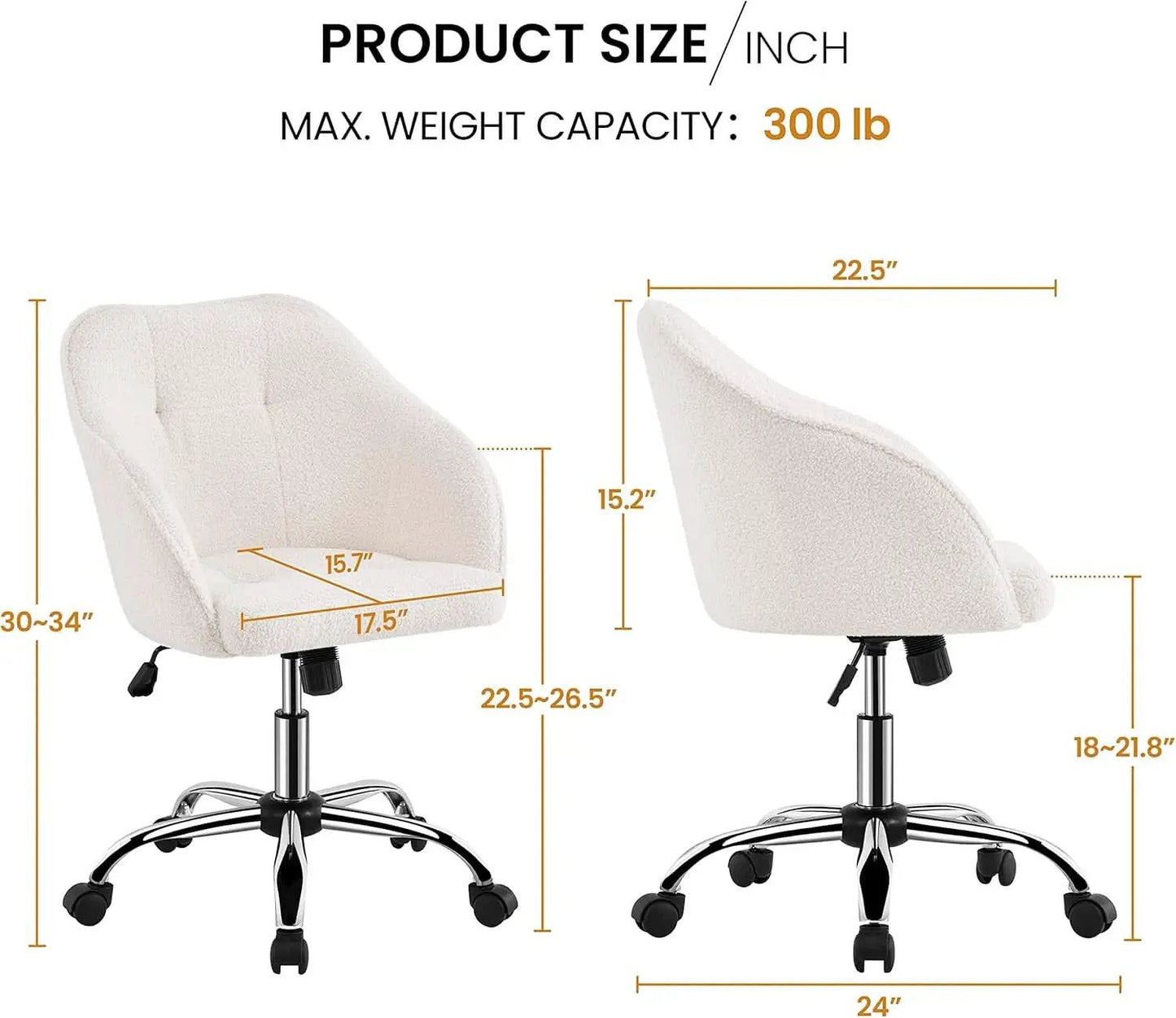 Ivory Upholstered Desk Chair With Adjustable Tilt Angle from PriceLows™