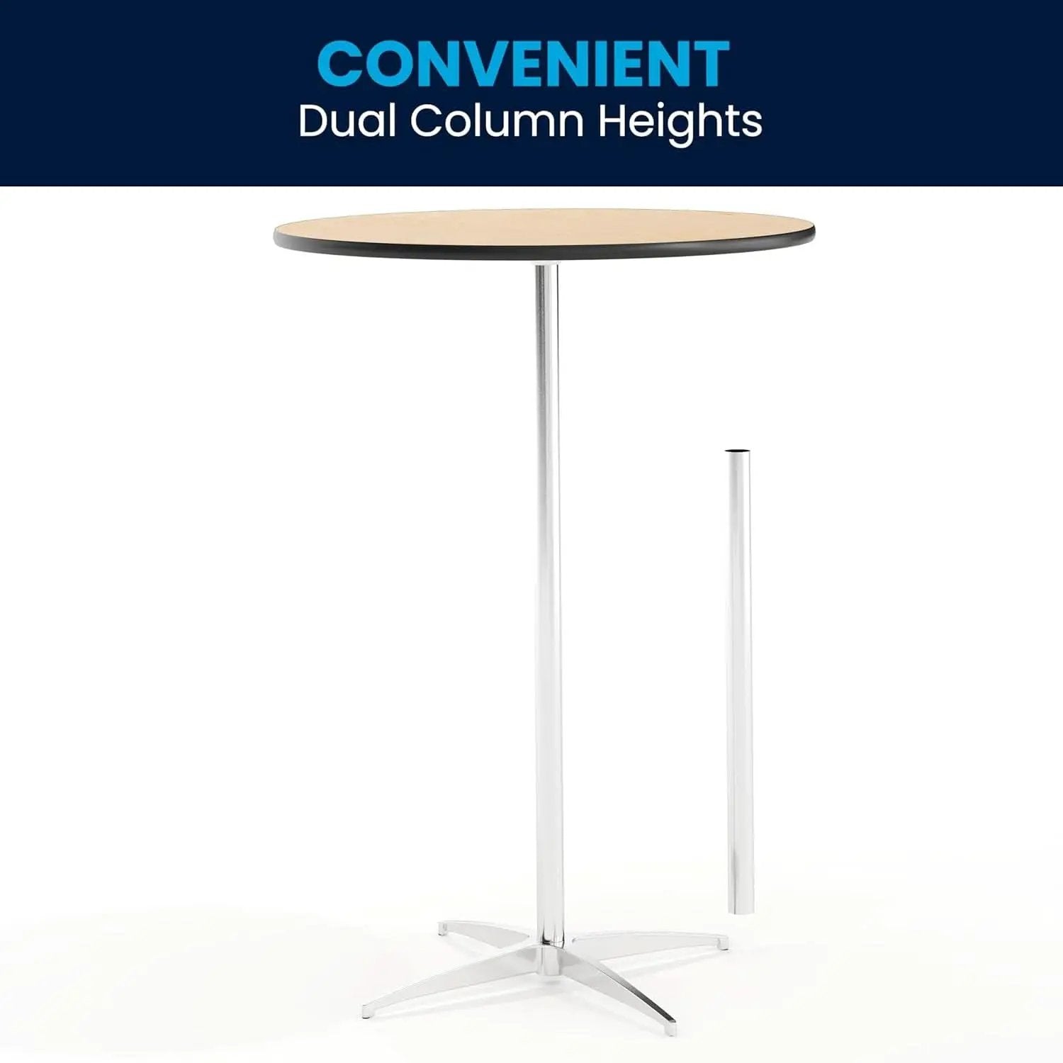 Natural Birch Wood Round Cocktail Table Adjustable from PriceLows™