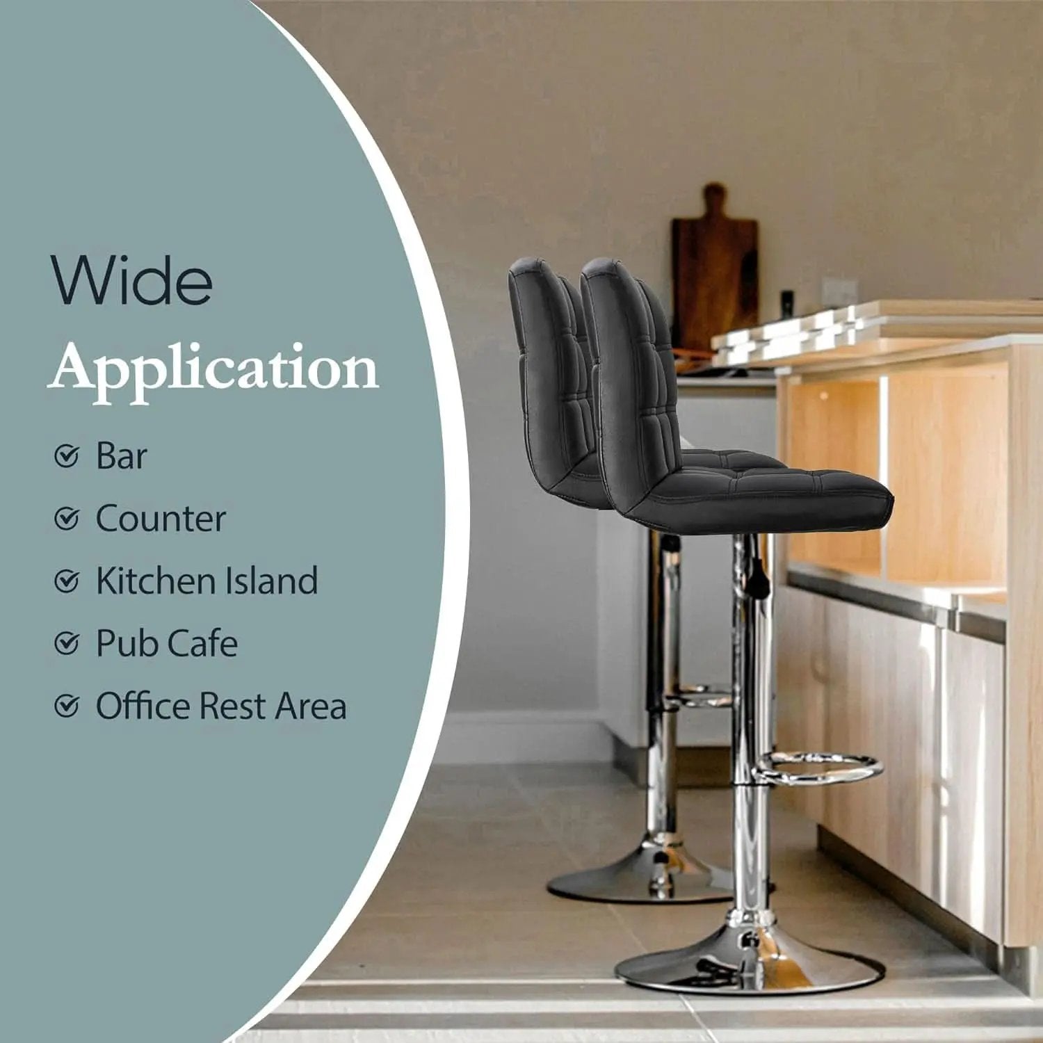 Set of 4 Adjustable Swivel PU Leather Bar Stools Modern from PriceLows™
