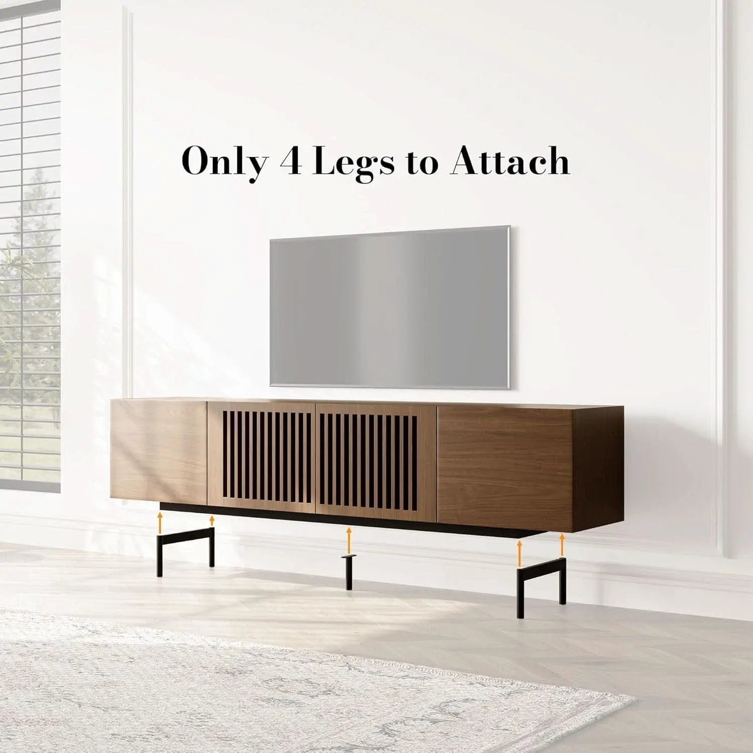 Solid Wood TV Stand For 70 To 75 Inch TV With Walnut Veneer from PriceLows™