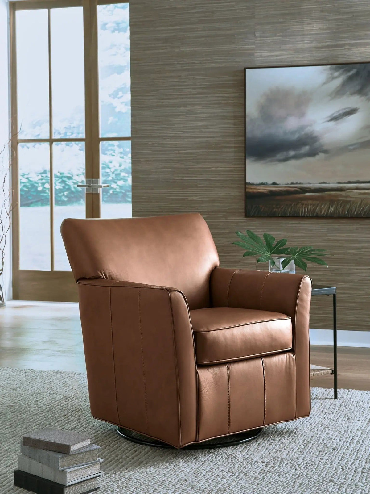 Braydunn Swivel Glider Accent Chair | 2 Pieces | Faux Leather | Living Room