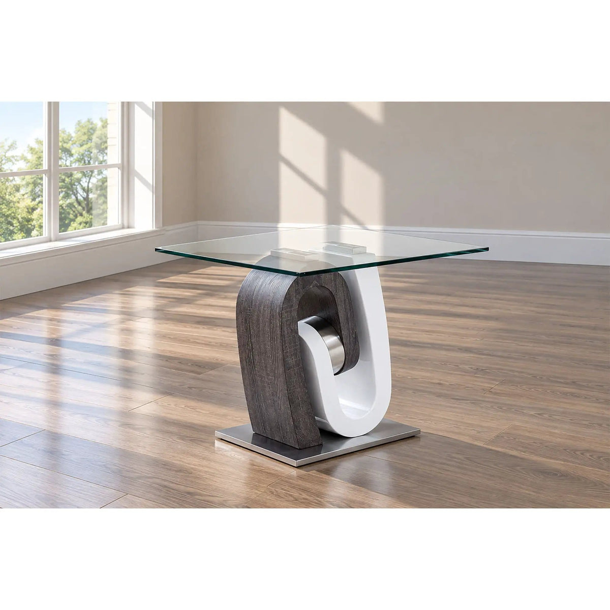 Rocky Table, Elegant Design | 2 Pieces | Solid Wood & Tempered Glass | Living Room
