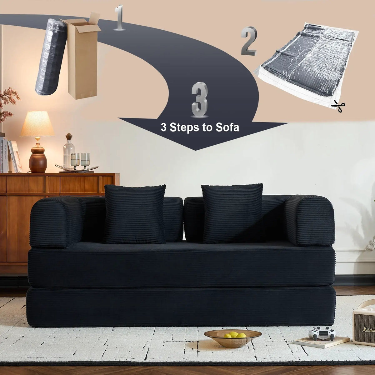 Convertible Sleeper Sofa Bed | 35D High Density Foam | 4 In 1 Design