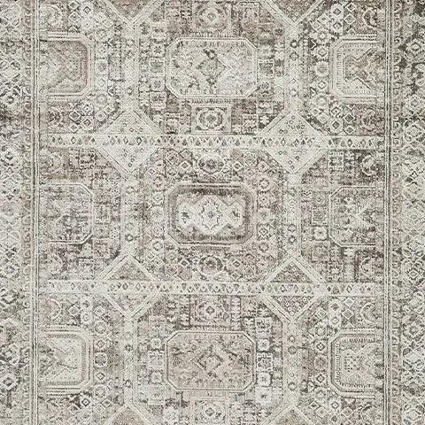 Junley Area Rug | 94 x 120 Inch | Aztec-Inspired Design | Neutral Tones