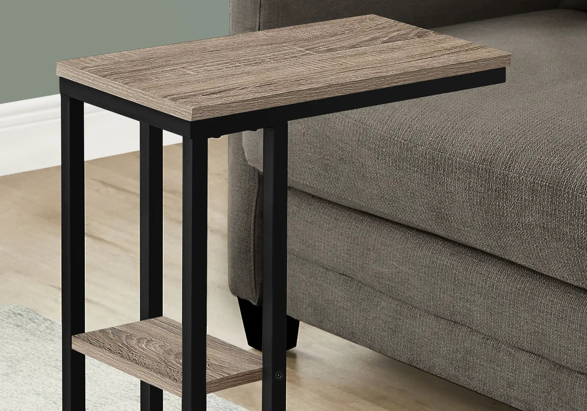Marble Look C-Shaped Accent Table | Durable Metal Frame | Rectangular Tabletop | Portable Design