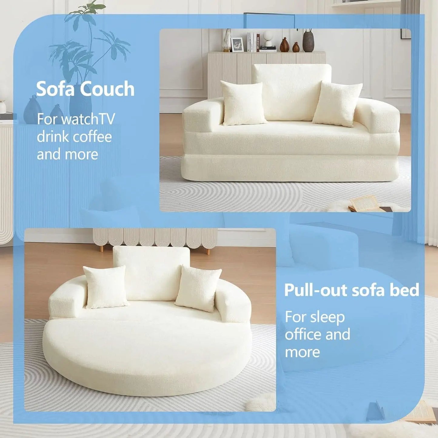 Beige 71Inch Convertible Sleeper Sofa Bed Upholstered from PriceLows™