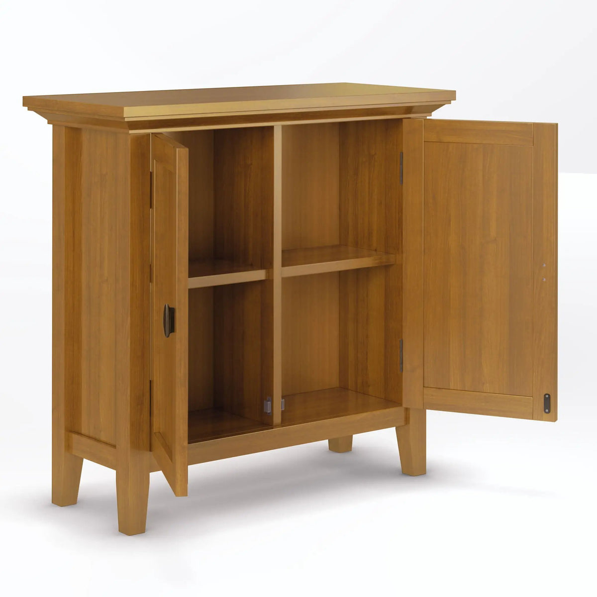Redmond Low Storage Cabinet | Handcrafted Solid Wood | Tapered Legs | Two Adjustable Shelves