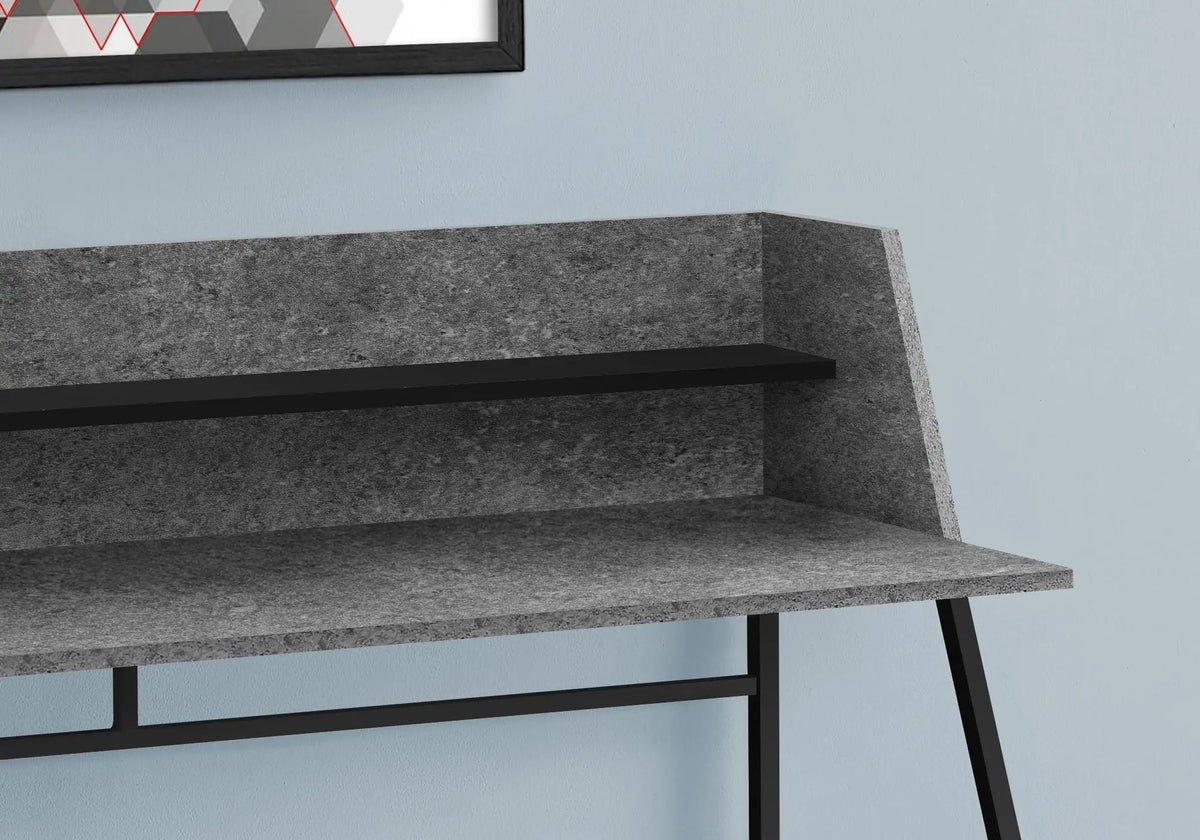 Marble Look Computer Desk With Shelves | 47.25 Inch Width | Sturdy Metal Base | 39.25 Inch Height