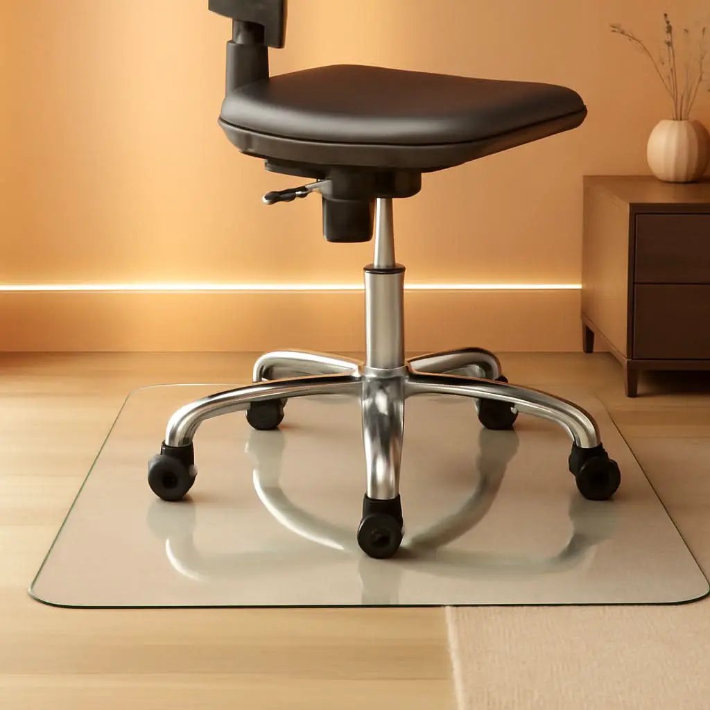 46 Inch Tempered Glass Office Chair Mat Protects Floors from PriceLows™