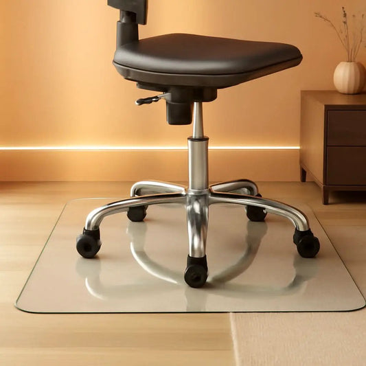 46 Inch Tempered Glass Office Chair Mat Protects Floors from PriceLows™