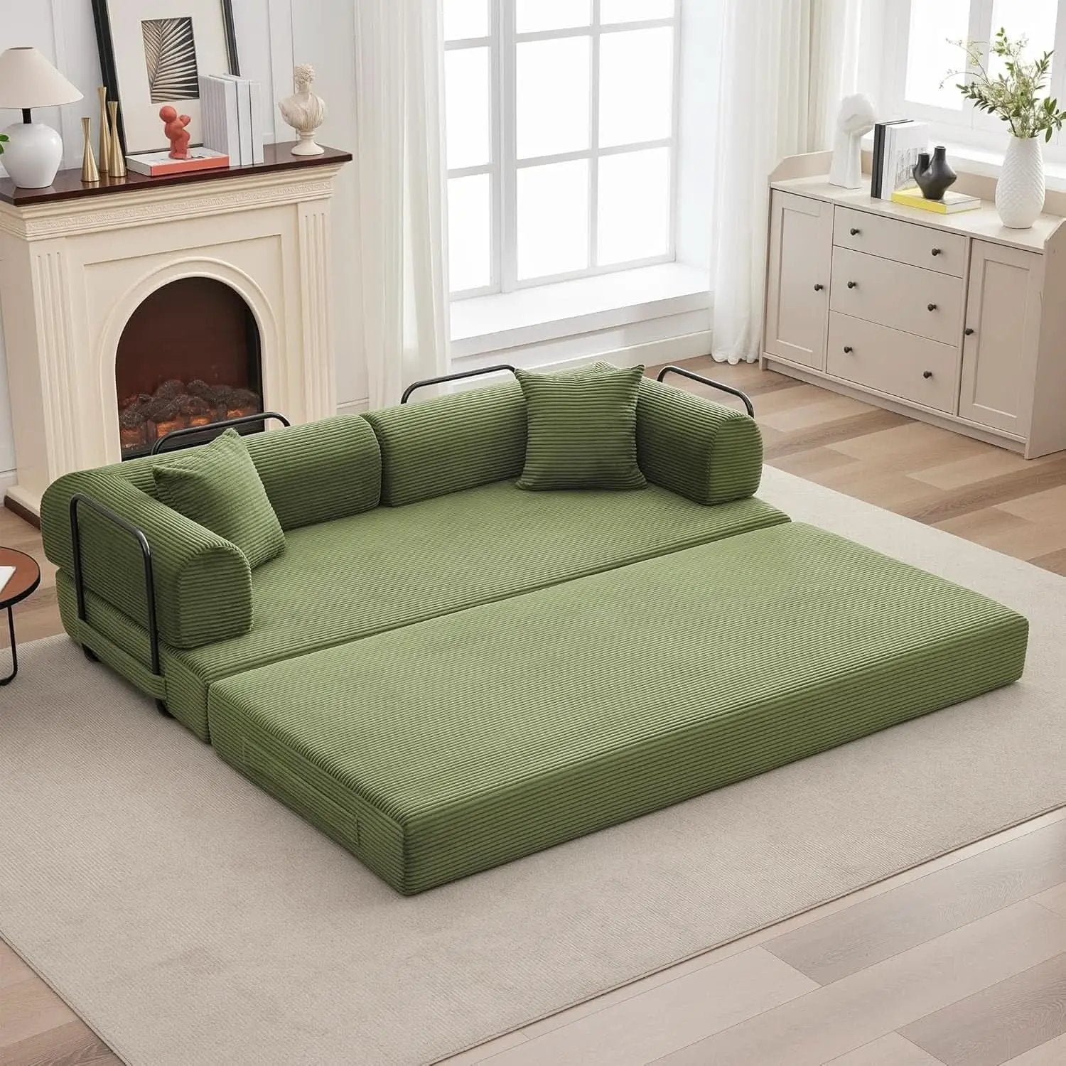 Corduroy Green 79 Inches Inter changeable Plus Sofa Bed from PriceLows™