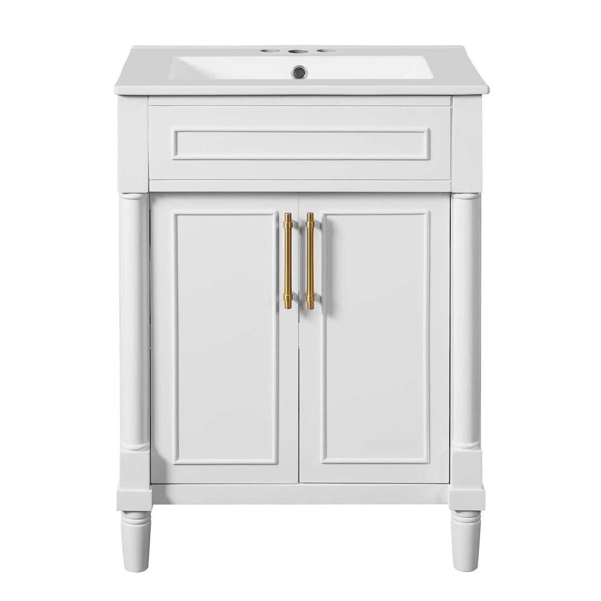 24 Inch Bathroom Vanity | Integrated Sink | 2 Door Cabinet | Small To Medium Bathrooms