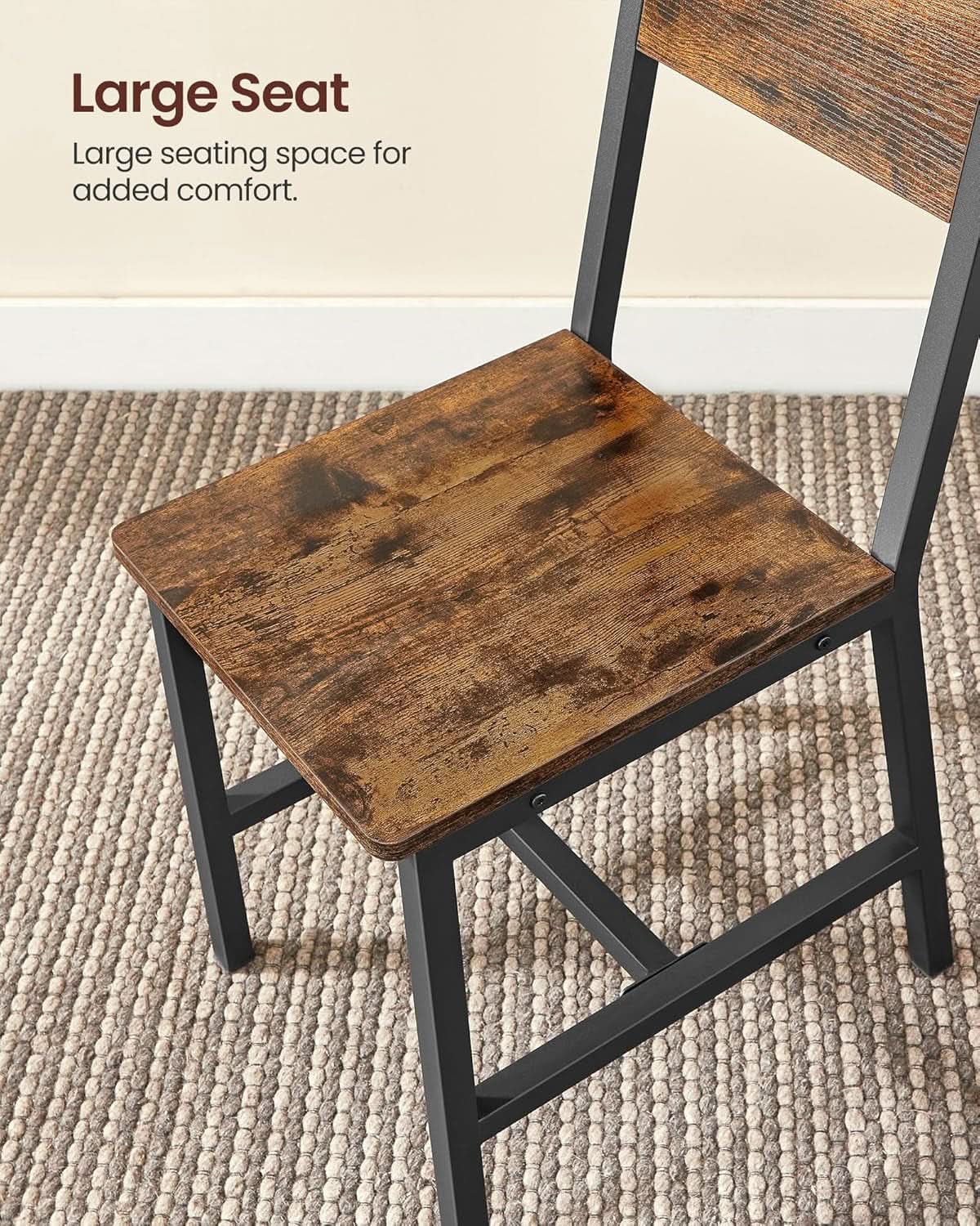 Dining Chair Set Of 2 Rustic Wood Chairs With Metal Frame Two Tone from PriceLows™