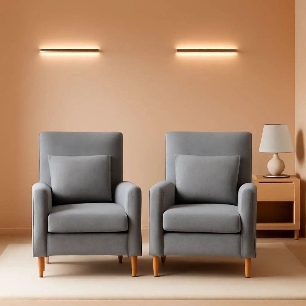 Grey Accent Chairs With Wood Legs For Living Room Space from PriceLows™