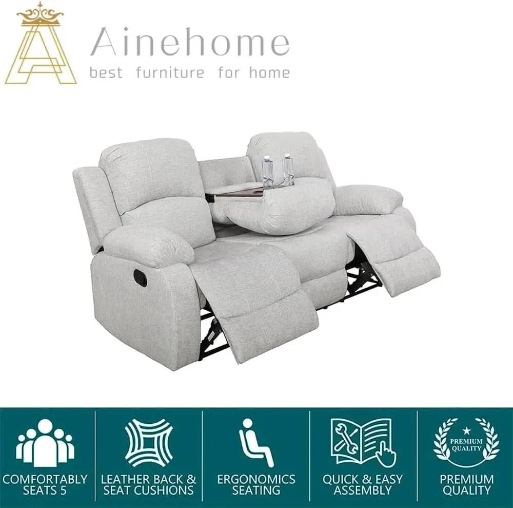 Grey White Microfiber Leather Recliner Sofa Set Living Room from PriceLows™