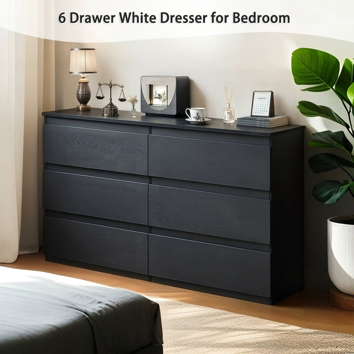 6 Drawer Dresser | Spacious Countertop | Concealed Handles | 47 Inch Width