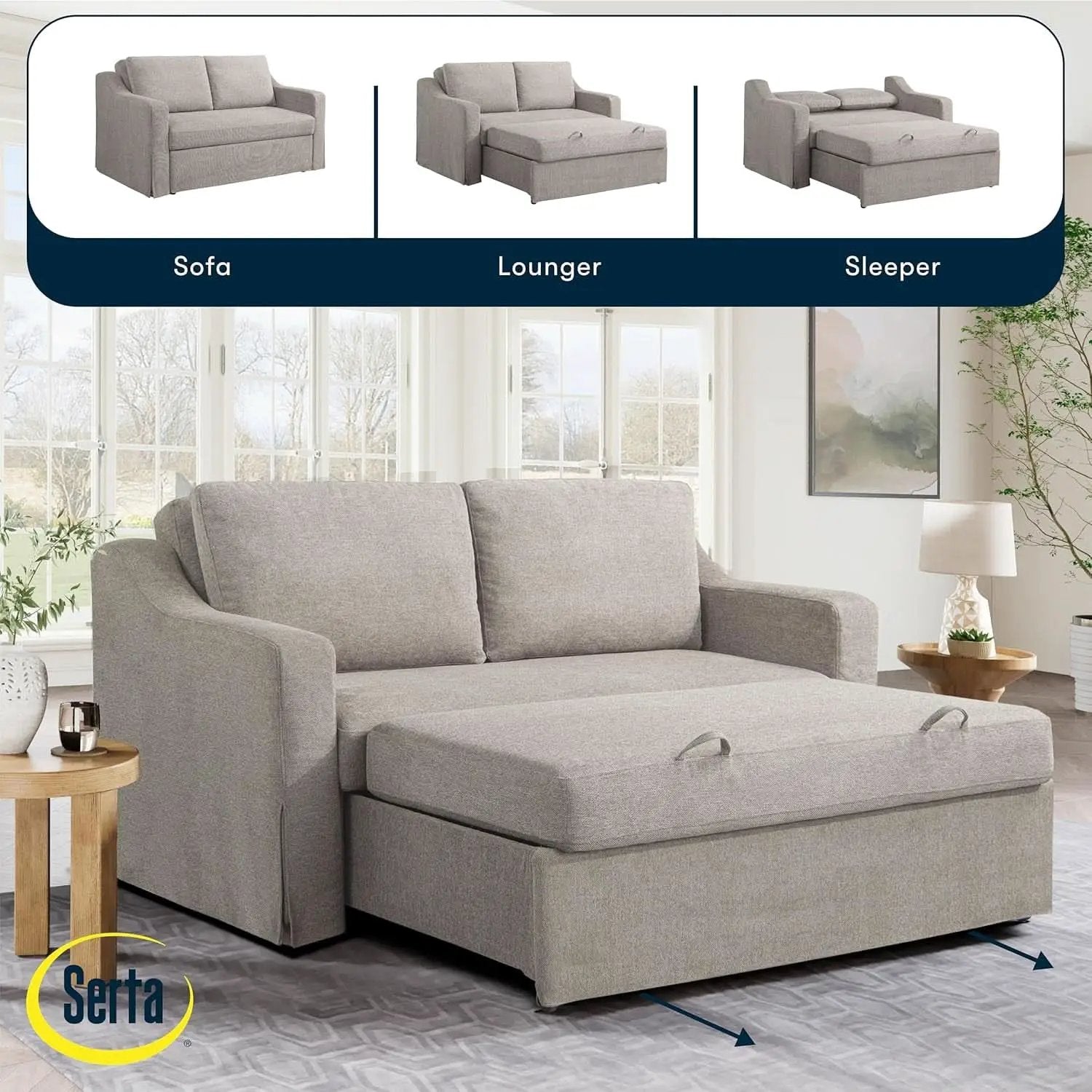 Full Size Slipcovered Convertible Sleeper Sofa Comfortably from PriceLows™