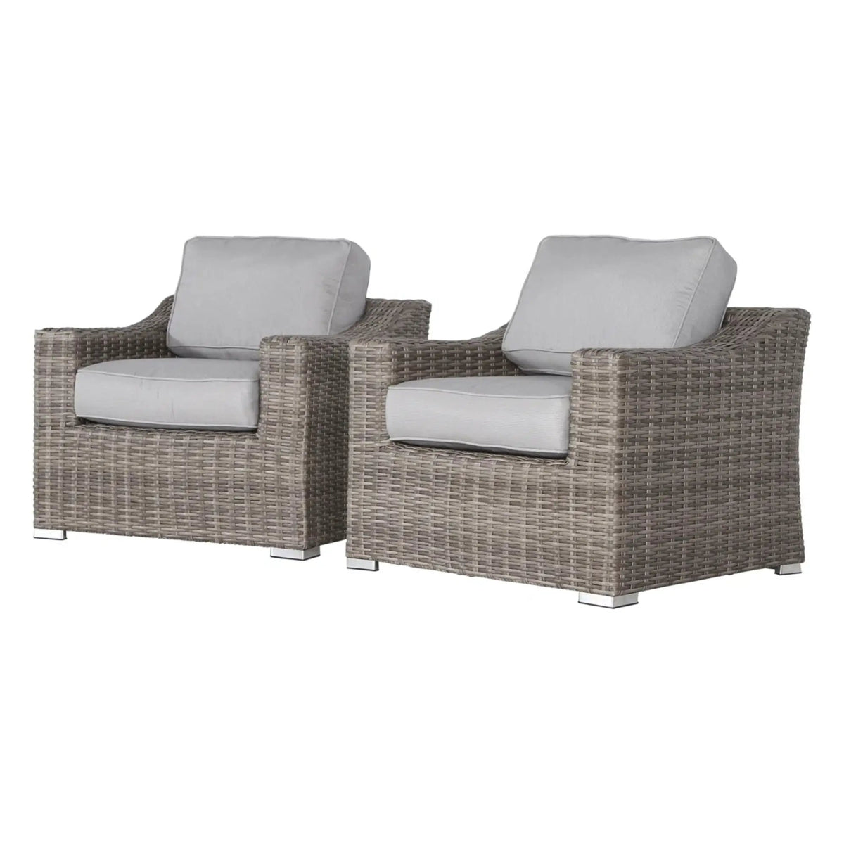 Patio Armchair With Cushions | Modern Wicker Design | Boxy Silhouette | No Assembly Required