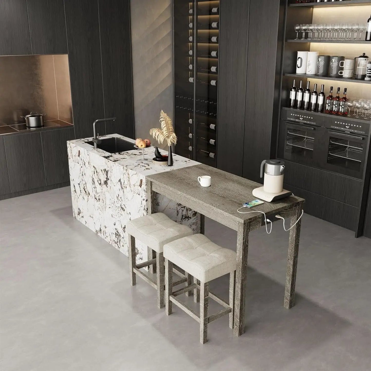 Sophisticated Walnut Finish Counter Height Bar Table from PriceLows™