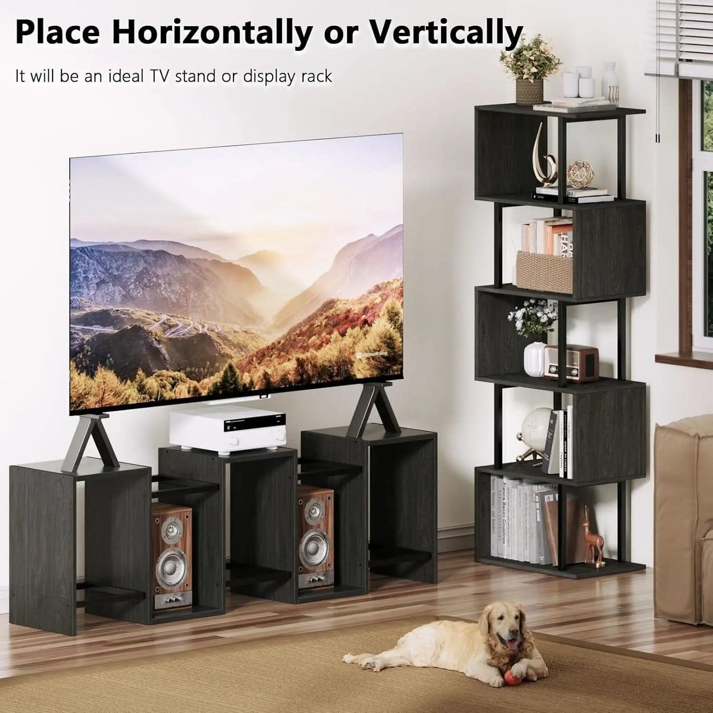 6 Tier Bookshelf Oak Finish Modern Storage Display from PriceLows™