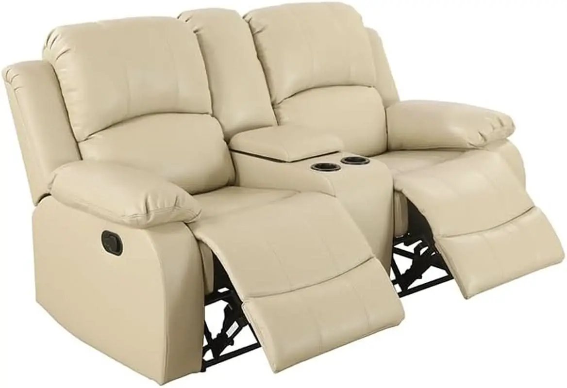 Beige 3 Piece Manual Recliner Sofa Set With Cup Holders from PriceLows™