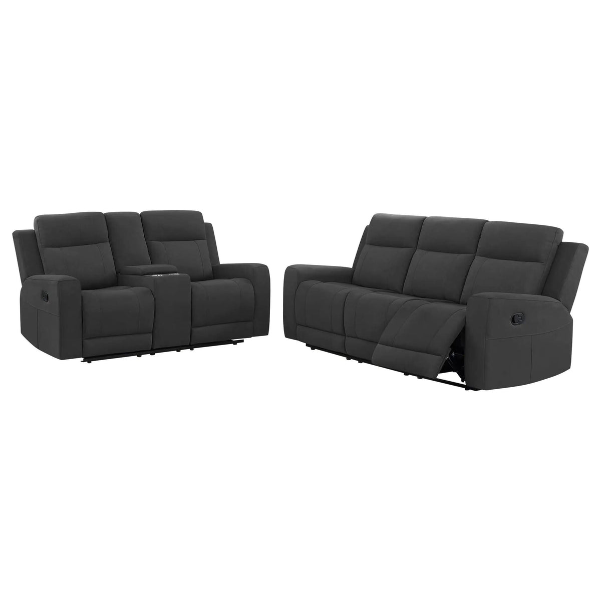 Brentwood 2-piece Upholstered Reclining Sofa Set | 2-Piece Set | Living Room Furniture | Charcoal