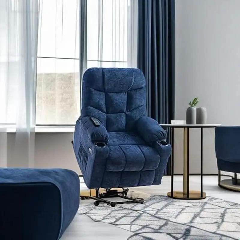 Power Lift Recliner Chair Navy Blue With Extended Footrest from PriceLows™