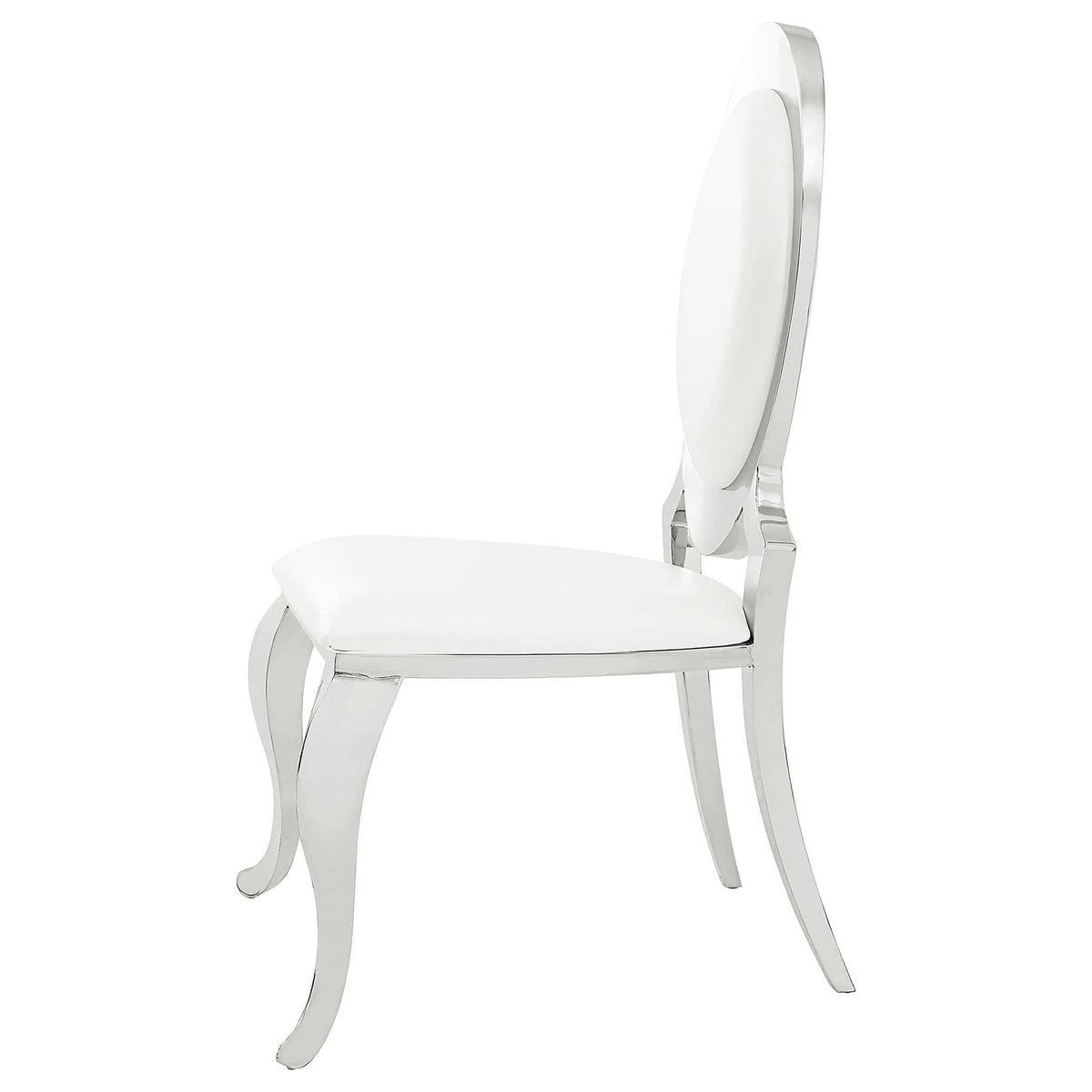Anchorage Upholstered Dining Chair Cream White (Set of 2) | 22.25 x 27.5 x 44.5 in | Stainless Steel | Dining Room